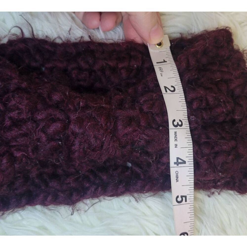 Old Navy Wide Headband Ear Warmer Chunky Acrylic Knit Burgundy Women's - Picture 4 of 5